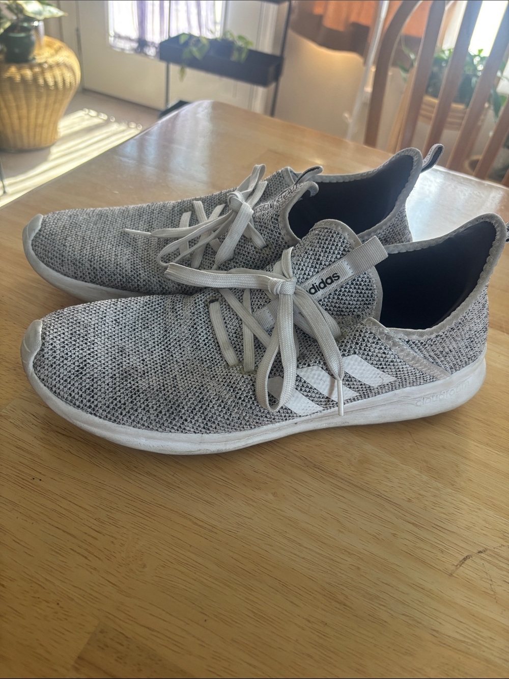 adidas White & Black Knit Lace-Up Sneakers